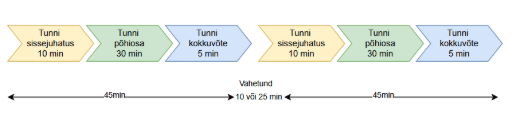 Joonis 1. 2x45-minutiline tund = 100-115 min